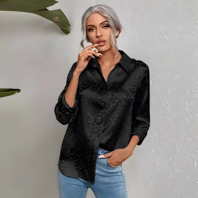 Corie - Elegante Dames Luipaardprint Blouse