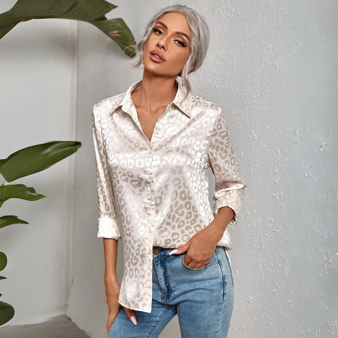 Corie - Elegante Dames Luipaardprint Blouse