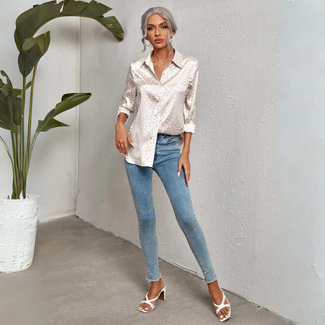 Corie - Elegante Dames Luipaardprint Blouse