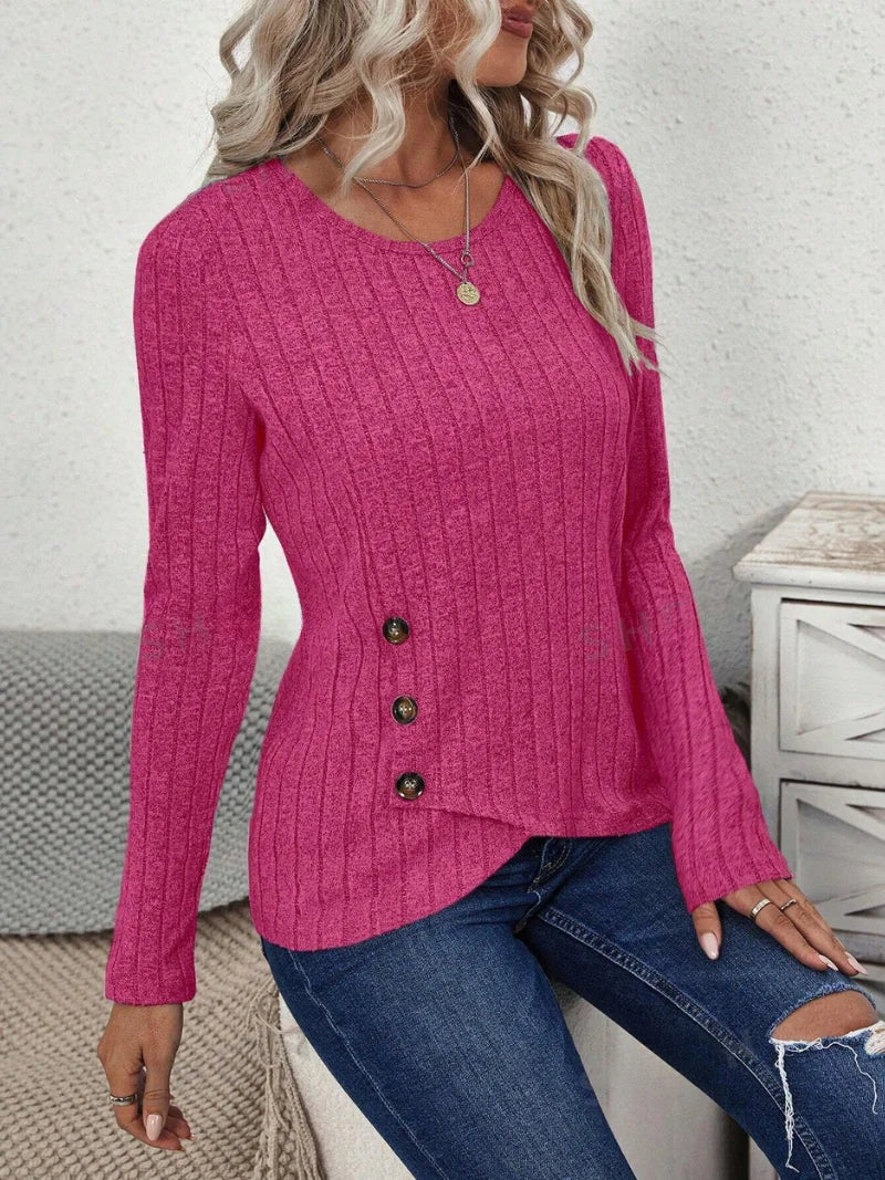 Celine - Cross Wrap T-shirt Warm en stijlvol