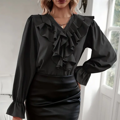 Theresia - Elegante Dames Ruche Blouse