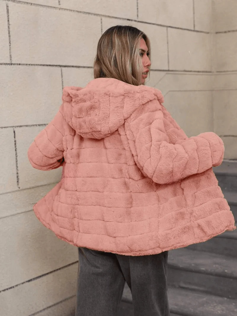 Verena - Dames Faux Fur Jas met Capuchon en Zakken