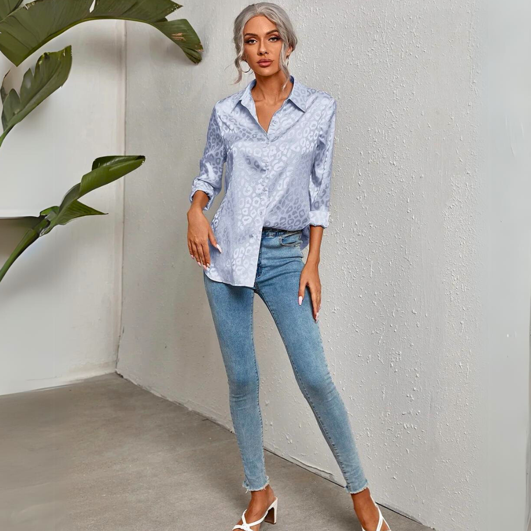Corie - Elegante Dames Luipaardprint Blouse